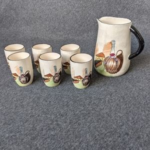 CAPRI BY ROYAL SEALY JAPAN PITCHER 6 glasses vintage, wine, cheese
